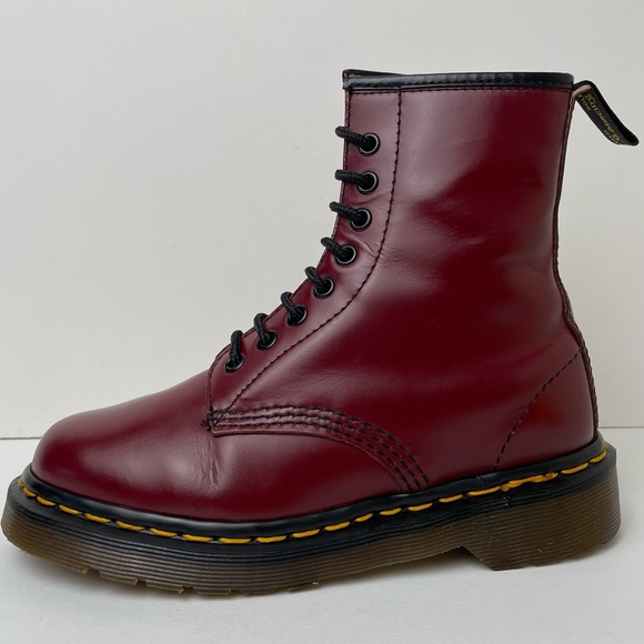 Vintage Dr. Martens Doc MIE 1460 Oxblood Red Leather Boots UK 3 - Picture 1 of 15
